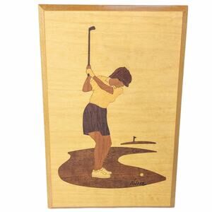 Jeff Nelson Woman Lady Golfer Driver Hudson River Wood Inlay Marquetry Golf